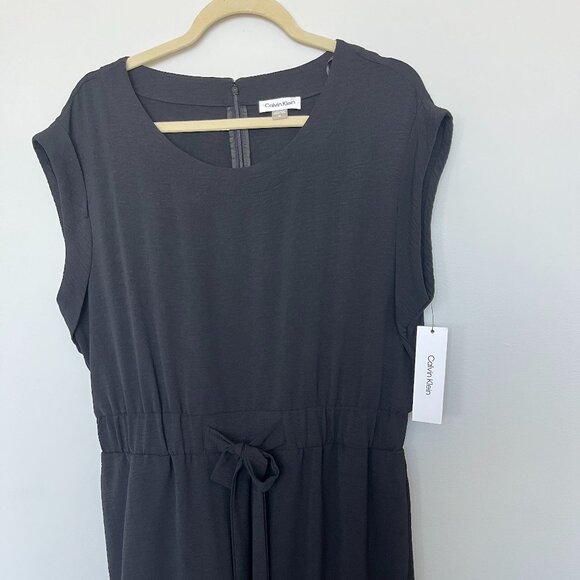 NWT Calvin Klein Black Sleeveless Wide Leg Crop Jumpsuit 14 - Picture 2 of 9